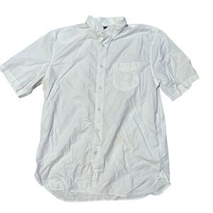 rag & bone Mens Short Sleeved White/Black Dot Button Down Shirt, Large